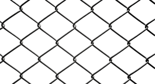 Close up of a chain link fence on black