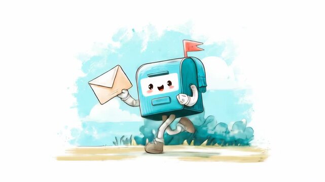 Mailbox character delivering letter with joy.