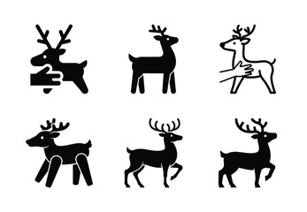 christmas reindeer toy grab silhouette icon set collection with spiral and solid styles
