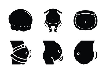 christmas santa belly bounce silhouette icon set collection with spiral and solid styles