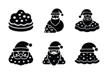 christmas santa cookie crumble silhouette icon set collection with spiral and solid styles