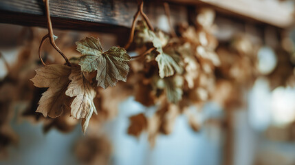 tolerable. Close-up of dried lovage leaves on a wooden rack with natural morning light. gardening catalogs, home-decor guides, designed for home decor and floral branding, used by sports marketers.