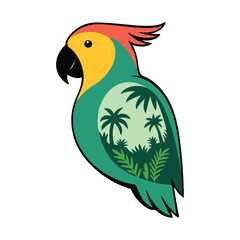 Tropical Parrot Scene Svg