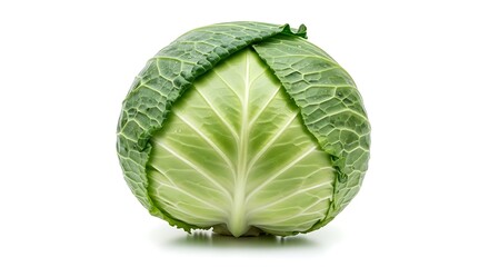Fresh green cabbage with water droplets on white background studio shot vegetable food
