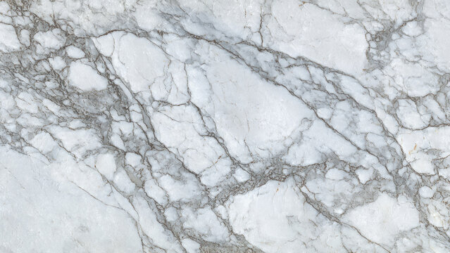 A detailed close-up of natural white marble featuring intricate gray veining and elegant textural patterns, ideal for luxurious design backgrounds.