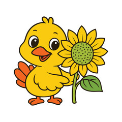 Cheerful Turkey and Sunflower Svg