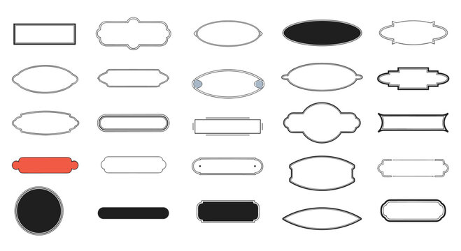 Large collection of various vintage frames and labels in different shapes and styles perfect for text and design elements.