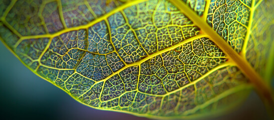Close up macro view of a translucent leaf skeleton showing intricate vein patterns and texture