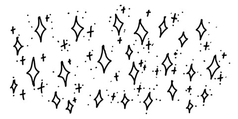 Hand-Drawn Sparkle Icon Set – Vector Transparent