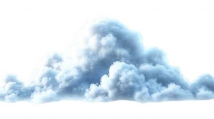 A fluffy cumulus cloud isolated against a stark black background in a horizontal composition on transparent background