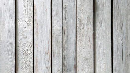 Distressed white wooden planks form a rustic, textured background with visible wood grain and knots, perfect for vintage or farmhouse designs.
