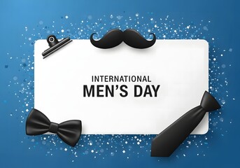 International mens day celebration with tie bow tie and mustache