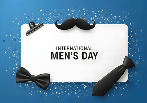 International mens day celebration with tie bow tie and mustache