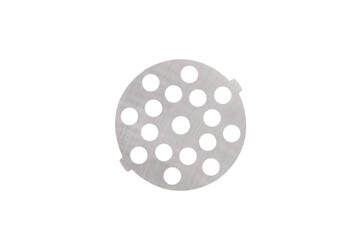 Knife of meat grinder part isolated on white background. Grinder knife isolated. Spare and component parts for mincer