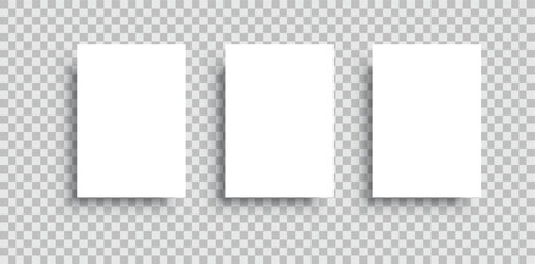 Blank A4 Paper Sheet mockup vector template with shadow isolated on transparent background, 
Empty Vector Page Template, Web banner