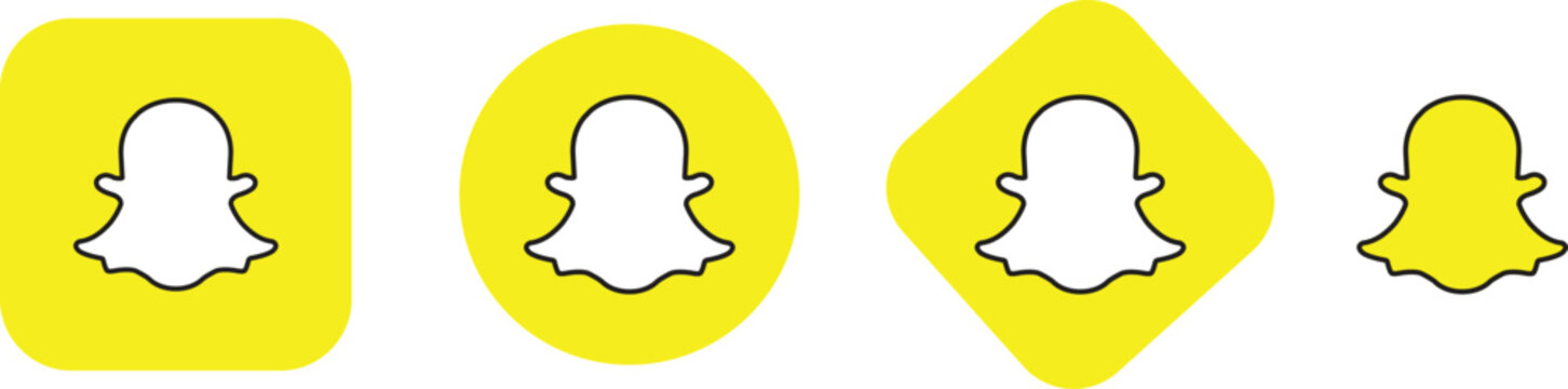 Snapchat Logo Icon set - Social Media and Messaging Platform Symbol Vector