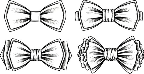 Four Hand Drawn Bow Tie Styles bowtie necktie