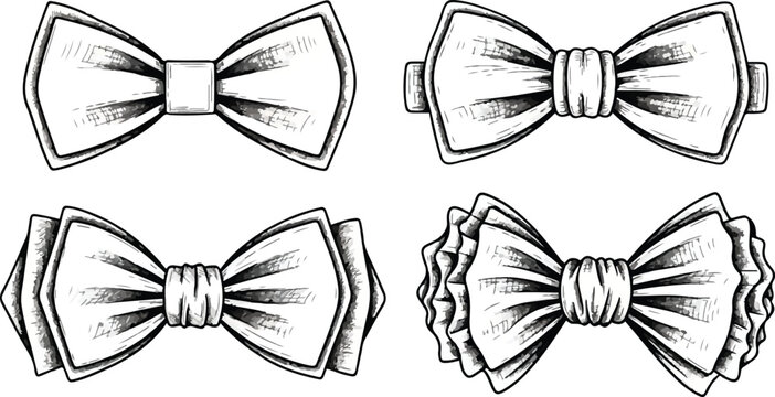 Four Hand Drawn Bow Tie Styles bowtie necktie