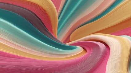 A vibrant swirl of colorful, flowing waves in shades of pink, teal, and gold, creating a visually striking and dynamic abstract pattern.
