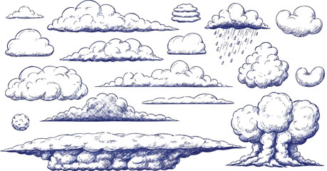 Hand Drawn Cloud Illustrations clouds sketch