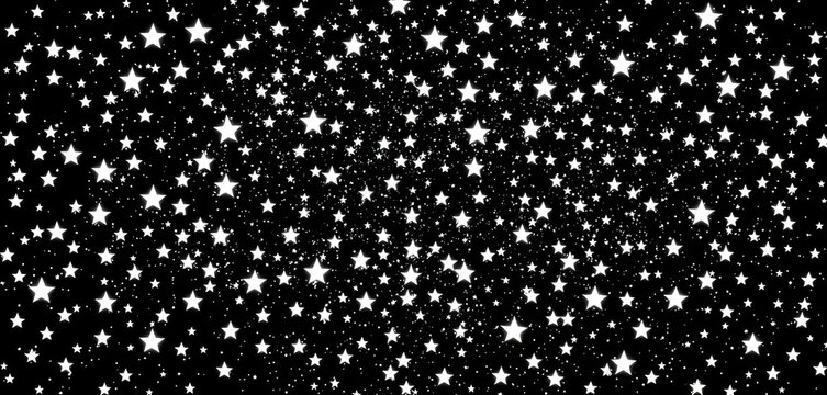 Numerous white stars scattered on a black background, creating a digital starfield texture,  sky,  deep space - Powered by Adobe