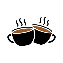 Coffee Cheers Logo – Two Hot Cups Icon for Café, Barista, Drink Brand