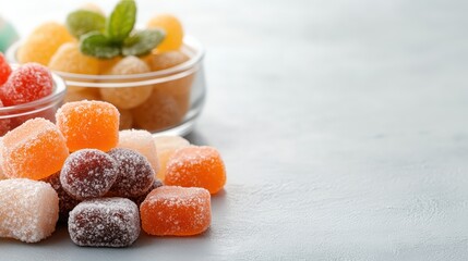 A vibrant heap of assorted colorful gummy candies displayed alluringly, inviting candy lovers to indulge in their sweet cravings, evoking feelings of nostalgia and deliciousness in every bite.