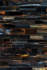 Selbstklebende Fototapeten Marmor Tiger Eye Blue slab. Semiprecious stone for ceramic wall and floor digital tiles. Exclusive luxury gemstone background, texture. Matt natural semi precious mineral pattern. luxury gemstone background.  © Dmytro Synelnychenko