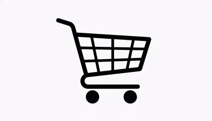 E-commerce business vector icon showing a simple shopping cart symbol or basket button used for online purchase and retail design