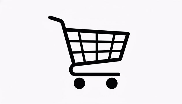E-commerce business vector icon showing a simple shopping cart symbol or basket button used for online purchase and retail design - Powered by Adobe