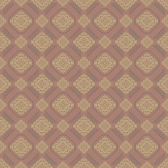 Abstract seamless ethnic geometric pattern. Vintage brown tribal texture with diamond rhombus shapes. Traditional Aztec style ornament for textile, fabric, wallpaper, and retro background.