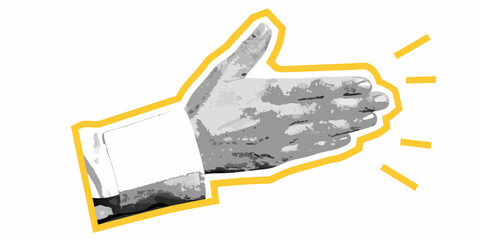 Hand knocking on door with yellow outline and light rays