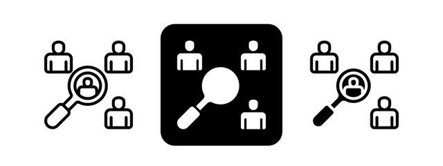 Hiring Solid color and black line drawing vector illustration set