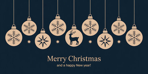 Elegant christmas ornaments with snowflake and reindeer designs