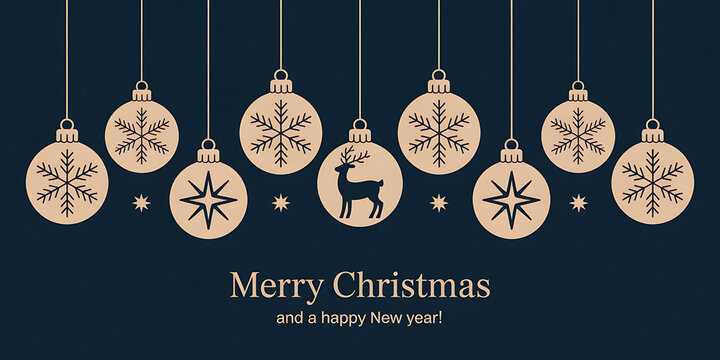 Elegant christmas ornaments with snowflake and reindeer designs - Powered by Adobe
