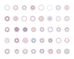 set of firework icons, explode, new year celebration