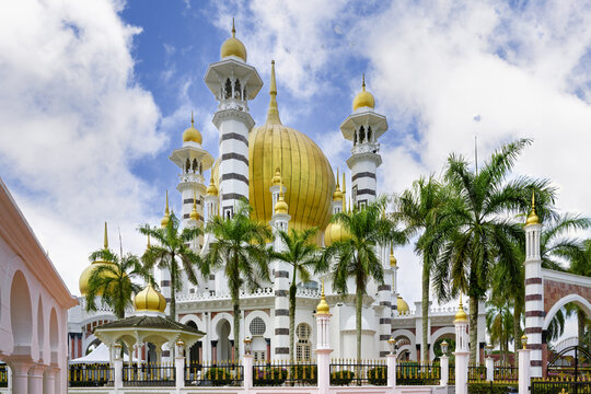 Ubudiah Mosque with golden dome in Moorish style, Kuala Kangsar, Perak state, Malaysia