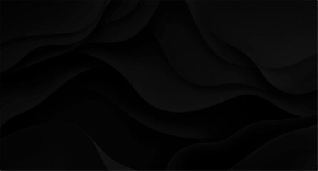 Dark luxury black satin silk fabric with flowing soft texture and elegant waves