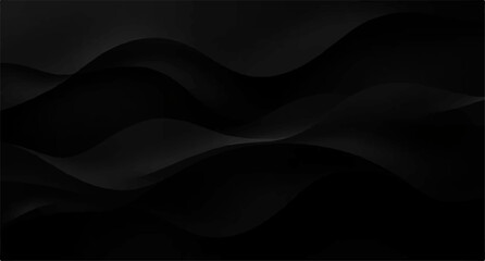 Abstract black and white background with flowing soft dark silk texture wave lines pattern illustration