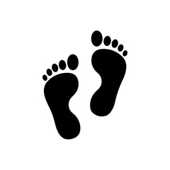 Black Footprints Icon on White Background.