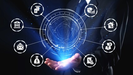 Obraz premium Personal finance with savings, investment and budgeting icons showing money management, financial planning and personal economic strategy. Gist