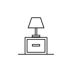 Simple Line Drawing of a Nightstand with a Lamp.