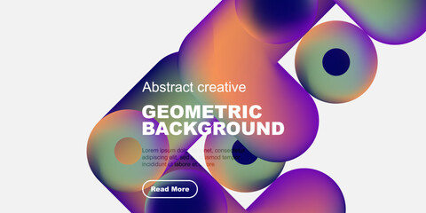 Fluid shapes, vibrant colors create modern design. Text overlay promotes further exploration. Minimalist aesthetic, bold typography present.