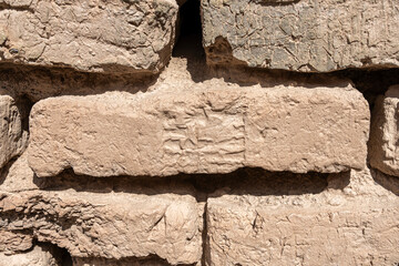 The walls and bricks in the excavation site in the Ancient City of Uruk, Iraq