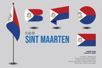Set of Sint Maarten flag in 5 designs