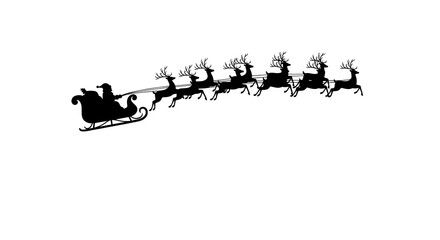 Santa’s reindeer sleigh team, isolated on transparent background