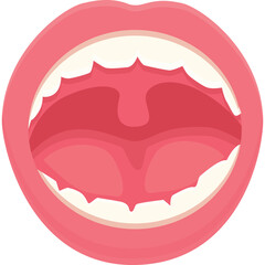 Open Mouth Pink Lips White Teeth Healthy Gums Clear Throat Isolated Transparent Background Oral Cavity Medical Health Care Concept Detailed Vector Illustration
