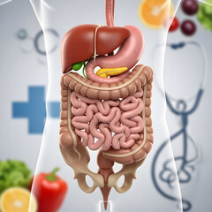 Human Digestive System Anatomy Illustration for Medical Use