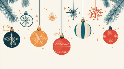 minimalist christmas card features trendy decorations vector templates posters banners holiday
