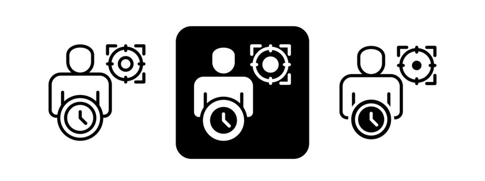 Discipline Solid color and black line drawing vector illustration set